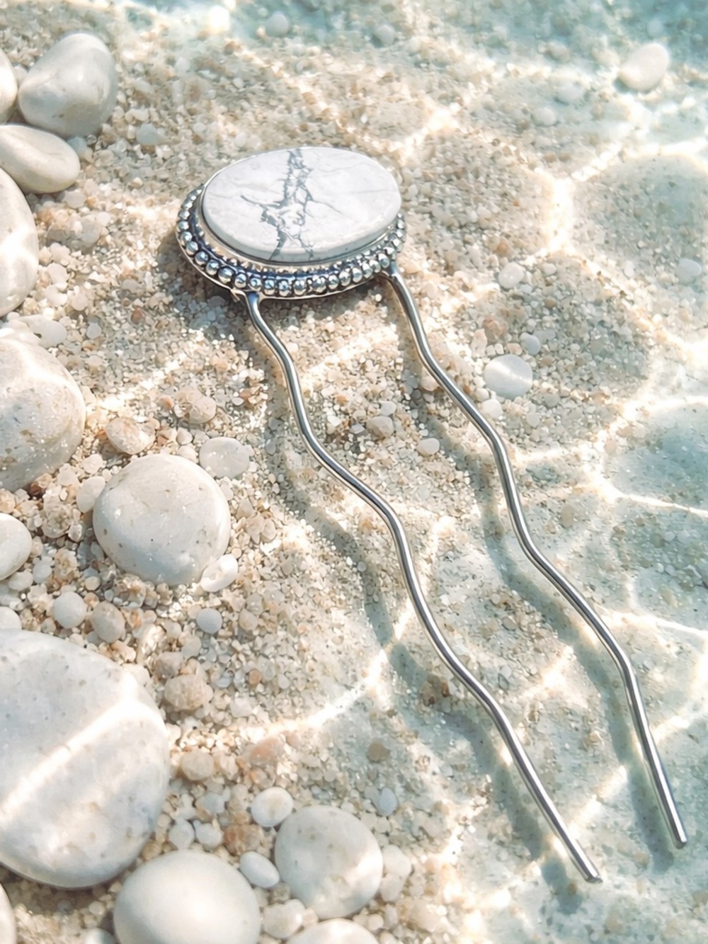 NEW! Howlite Hair Fork - Picture 3 of 10